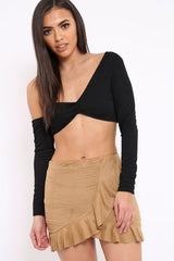 Black Asymmetric Crop Top - Nicki-Crop Tops