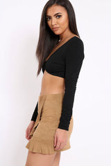 Black Asymmetric Crop Top - Nicki-Crop Tops