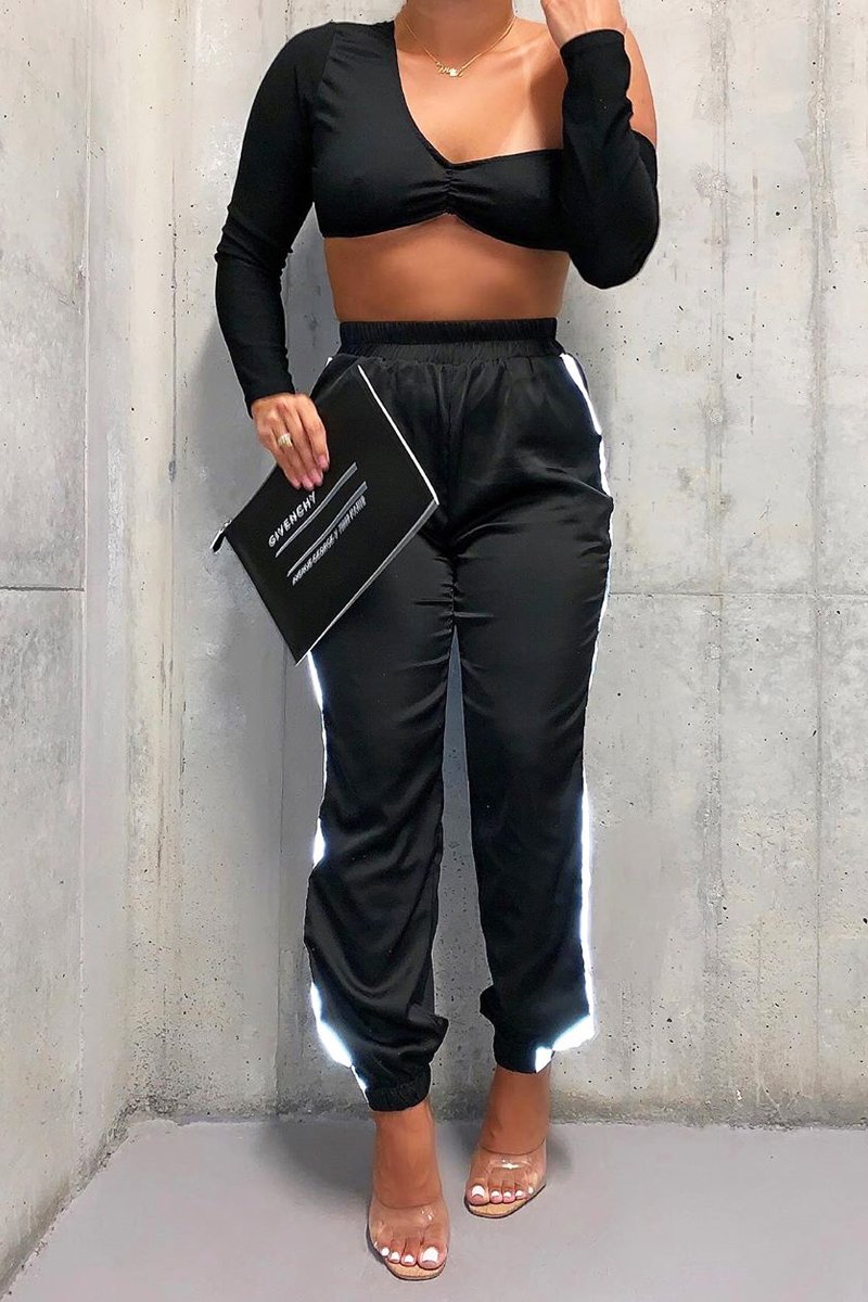 Black Asymmetric Crop Top - Nicki-Crop Tops