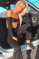 Black Asymmetric Crop Top - Nicki-Crop Tops