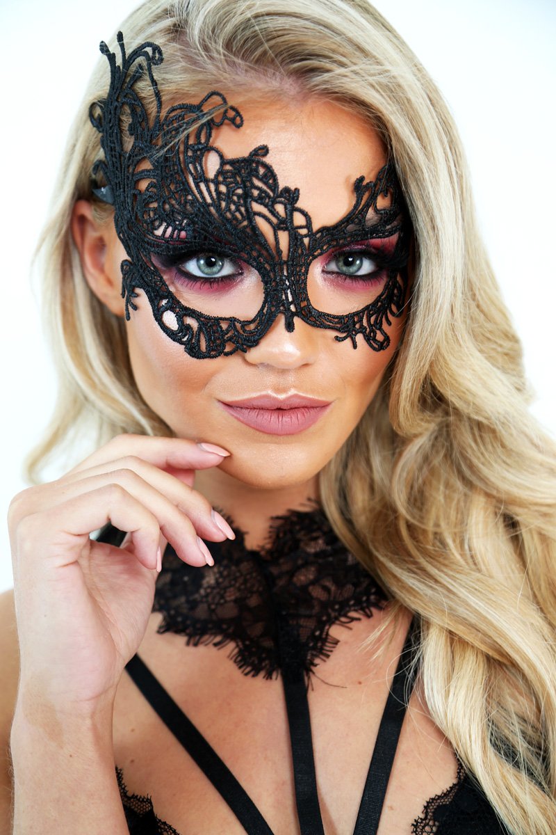 Black Asymmetric Lace Masquerade Mask - Mileya-Accessories