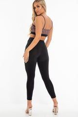 Black Aztec Print Bralet Leggings Activewear Co-Ord - Trina-Co-ords