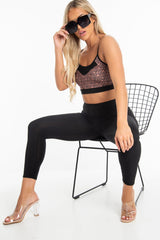 Black Aztec Print Bralet Leggings Activewear Co-Ord - Trina-Co-ords