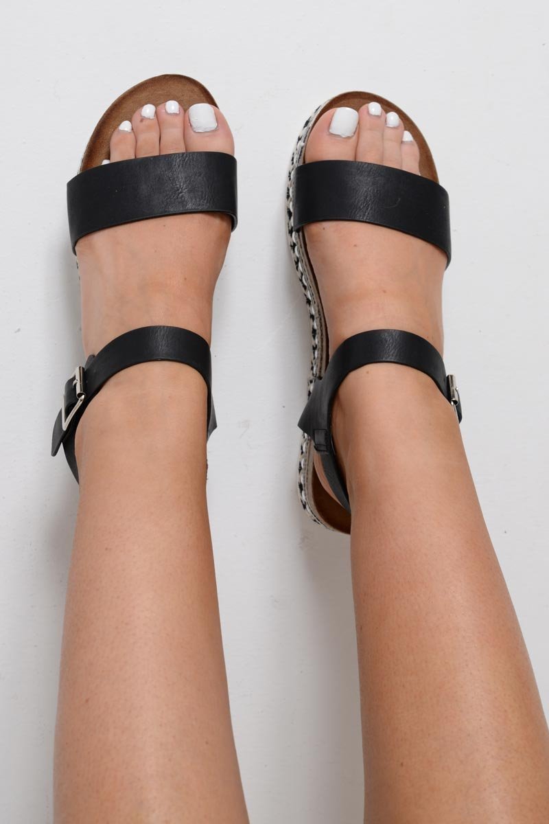 Black Aztec Studded Platform Sandals - Laylarose-Sandals