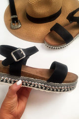 Black Aztec Studded Platform Sandals - Laylarose-Sandals