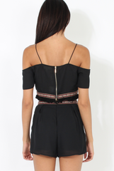 Black Aztec Trim Cold Shoulder Co-ord - Kinsey-Co-ords