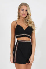 Black Aztec Trim Two Piece Set - Alby-Co-ords