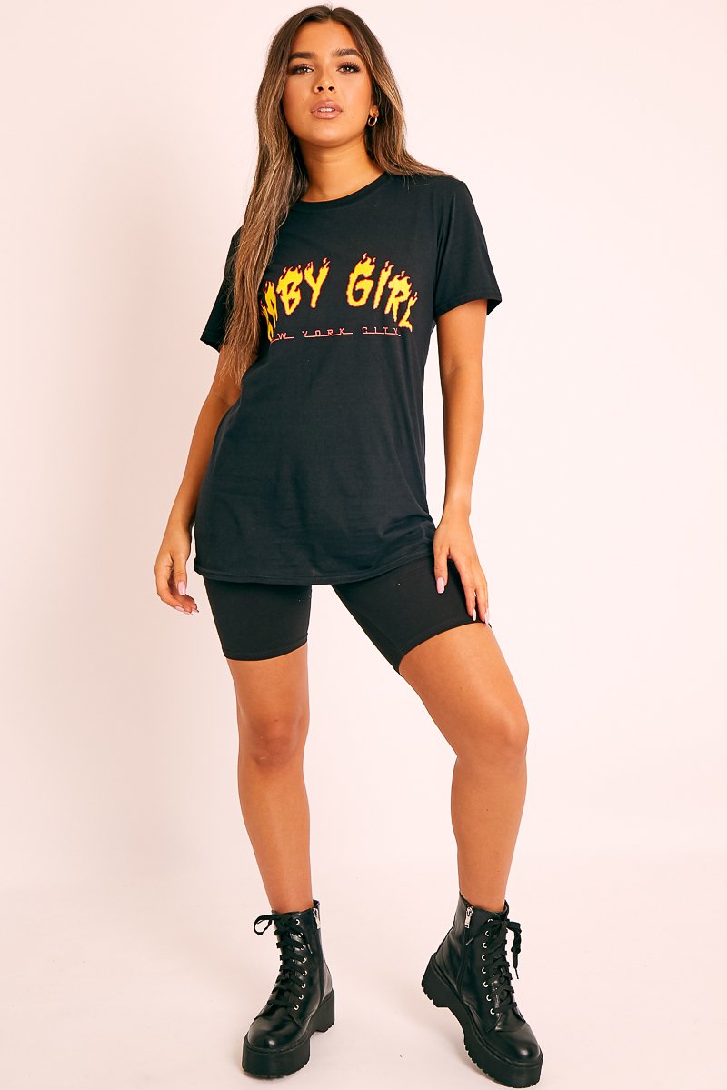 Black Baby Girl Flames T-shirt - Eddie-T-shirt