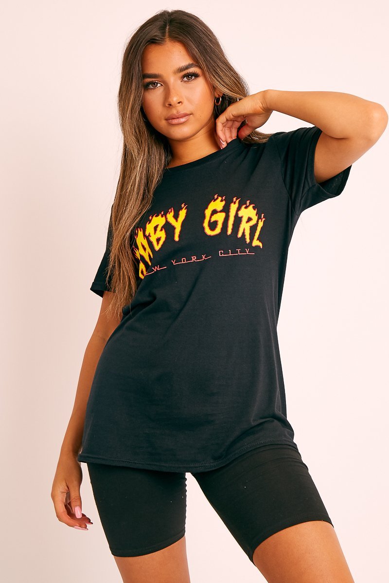 Black Baby Girl Flames T-shirt - Eddie-T-shirt