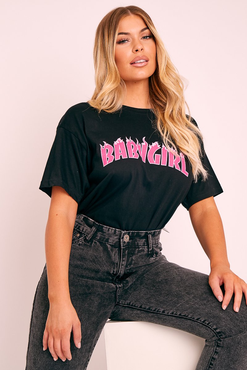 Black Baby Girl Pink Flames T-shirt - Zeila-T-shirt