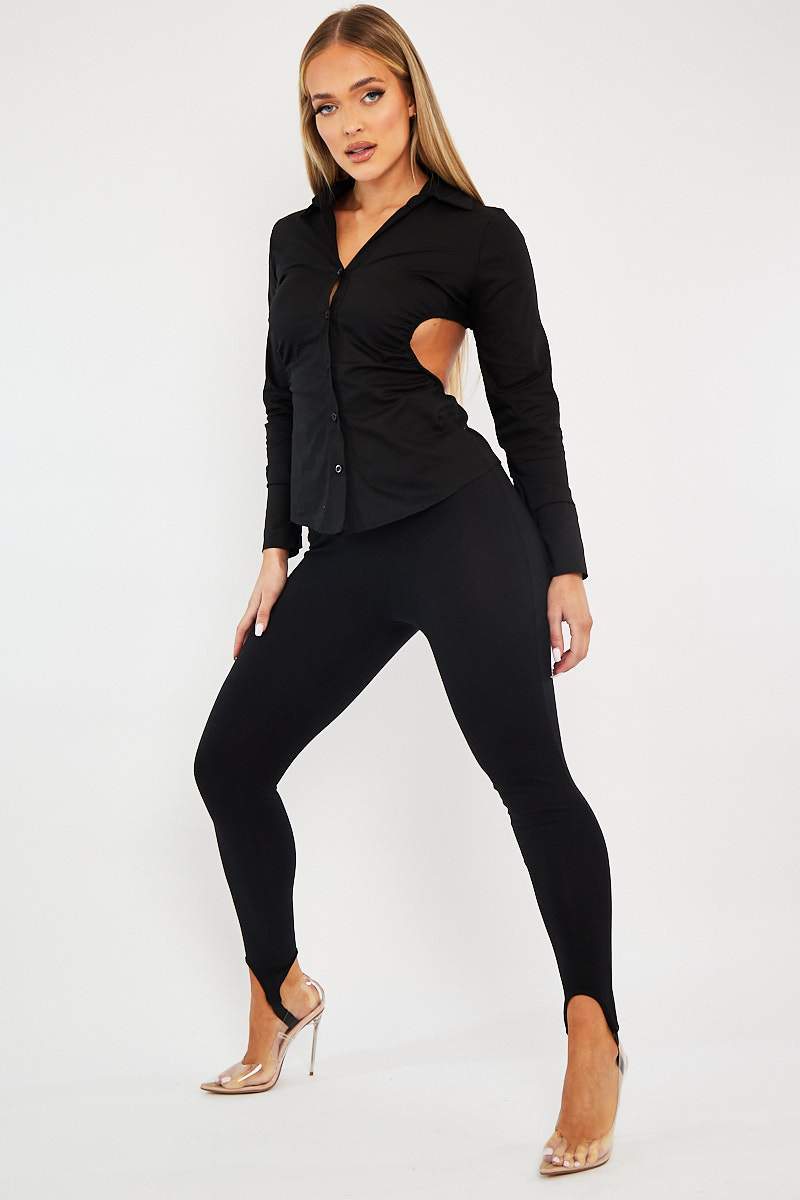 Black Backless Cut Out Shirt - Maja-Shirts