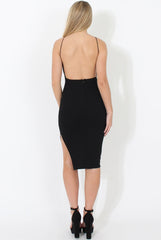 Black Backless Midi Dress - Pheobe-Dresses
