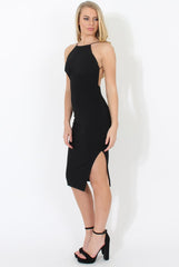 Black Backless Midi Dress - Pheobe-Dresses