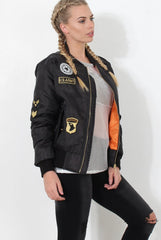 Black Badge Detail Bomber Jacket - Kendall-Jackets