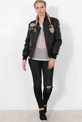 Black Badge Detail Bomber Jacket - Kendall-Jackets