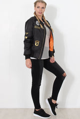 Black Badge Detail Bomber Jacket - Kendall-Jackets