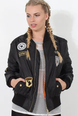 Black Badge Detail Bomber Jacket - Kendall-Jackets