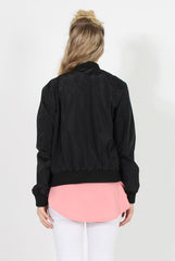 Black Badge Detail Bomber Jacket - Suzy-Jackets