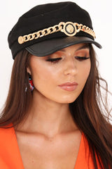 Black Baker Boy Lion Gold Chain Hat - Maisy-Hats