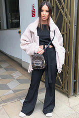 Black Bandage Rib Tie Waist T-Shirt Trousers Co-Ord - Kalise-Co-ords