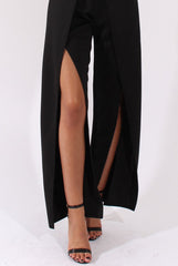 Black Bandeau Choker Split Detail Jumpsuit - Rosy-Jumpsuits