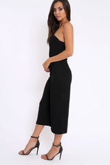 Black Bandeau Cropped Culotte Jumpsuit - Jamilia-Jumpsuits