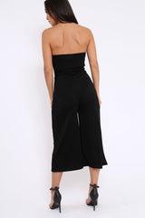 Black Bandeau Cropped Culotte Jumpsuit - Jamilia-Jumpsuits