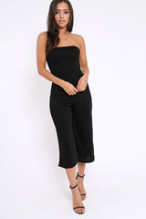 Black Bandeau Cropped Culotte Jumpsuit - Jamilia-Jumpsuits