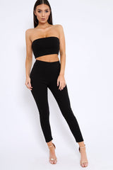 Black Bandeau Top And Leggings Co-Ord - Kristina-Co-ords