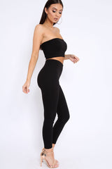 Black Bandeau Top And Leggings Co-Ord - Kristina-Co-ords