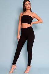 Black Bandeau Top And Leggings Co-Ord - Kristina-Co-ords