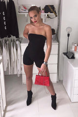 Black Bandeau Unitard - Danira-Playsuits