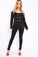 Black Bardot Blazer Top - Abbigail-Tops