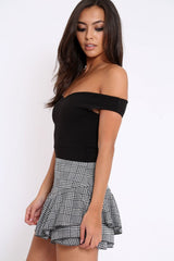 Black Bardot Bodysuit with V dip front - Hettie-Bodysuits