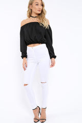 Black Bardot Crop Top - Brooke-Crop Tops