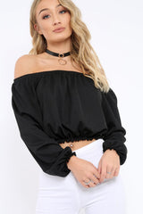 Black Bardot Crop Top - Brooke-Crop Tops
