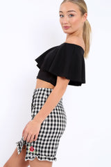 Black Bardot Crop Top - Justine-Tops
