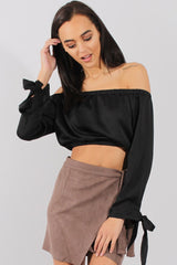 Black Bardot Crop Top - Sasha-Crop Tops