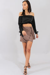 Black Bardot Crop Top - Sasha-Crop Tops