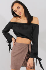 Black Bardot Crop Top - Sasha-Crop Tops