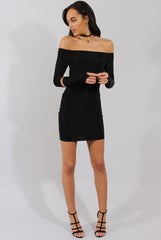 Black Bardot Cut Out Elbow Dress - Jodie-Dresses