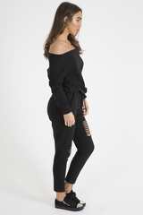 Black Bardot Distressed Jumpsuit - Bethan-Jumpsuits