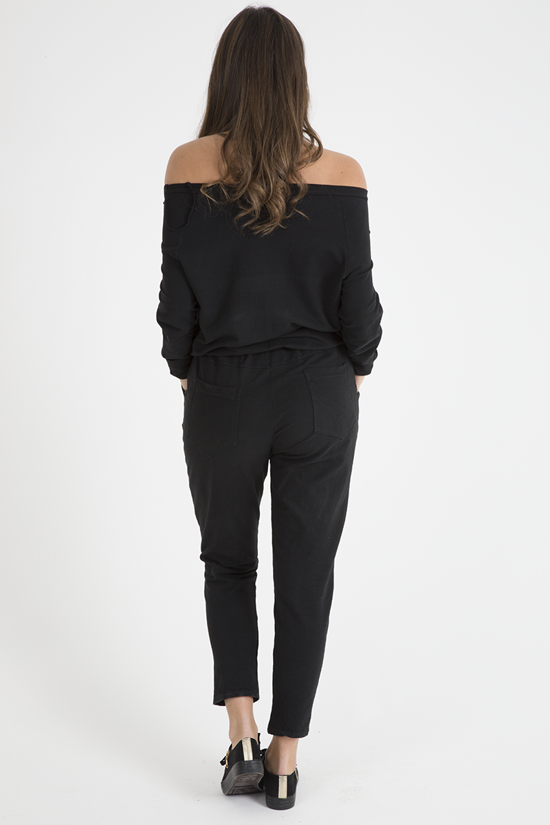 Black Bardot Distressed Jumpsuit - Bethan-Jumpsuits