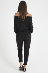Black Bardot Distressed Jumpsuit - Bethan-Jumpsuits