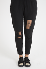 Black Bardot Distressed Jumpsuit - Bethan-Jumpsuits