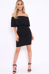 Black Bardot Dress with Sports Trim - Melissa-Dresses