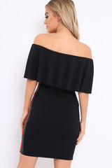 Black Bardot Dress with Sports Trim - Melissa-Dresses