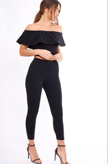 Black Bardot Frill Co-ord - Kammie-Co-ords