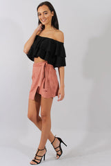 Black Bardot Frill Crop Top - Flissy-Crop Tops