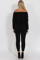 Black Bardot Ripped Knee Jumpsuit - Betty-Jumpsuits